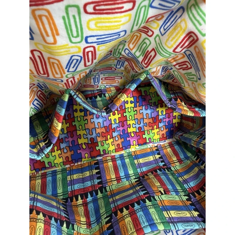 Vintage Teacher Tote Bag ABC Crayon School Theme Cotton Canvas 13.5x10.5 Exc Con - Picture 11 of 16